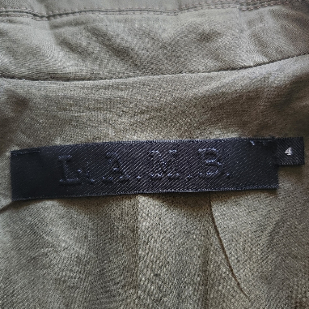 Vintage Y2K L.A.M.B. Jacket Size 4 Gwen Stefani Olive Green Plaid Cotton Linen - Picture 9 of 16